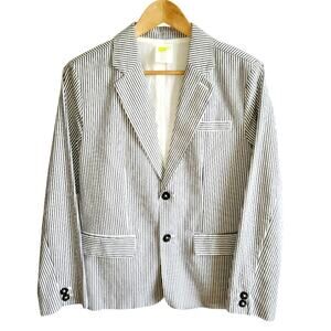 Crazy 8 Boys Seersucker Blazer XL 14 Charcoal Preppy Dressy Spring Wedding